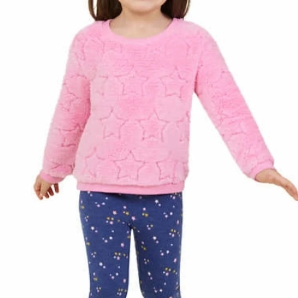 BCBG Girls set of 3 piece plush leggings top pullover‎ pink size 6